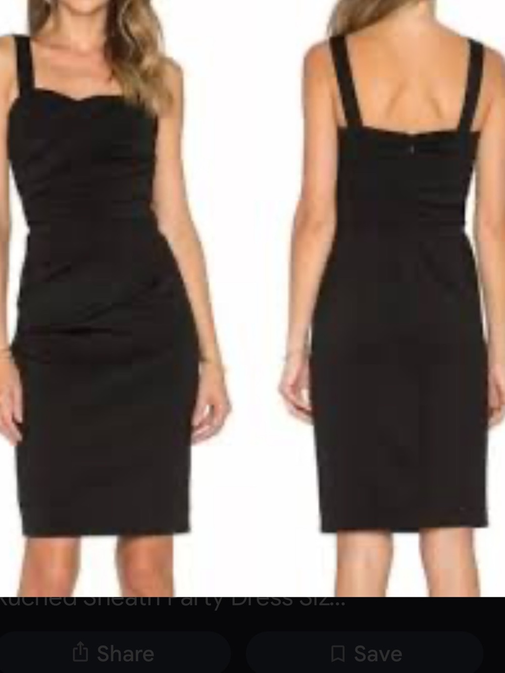 Trina Turk Black Draped Ruched Sleeveless Sheath Cocktail Scuba Dress Size 4
